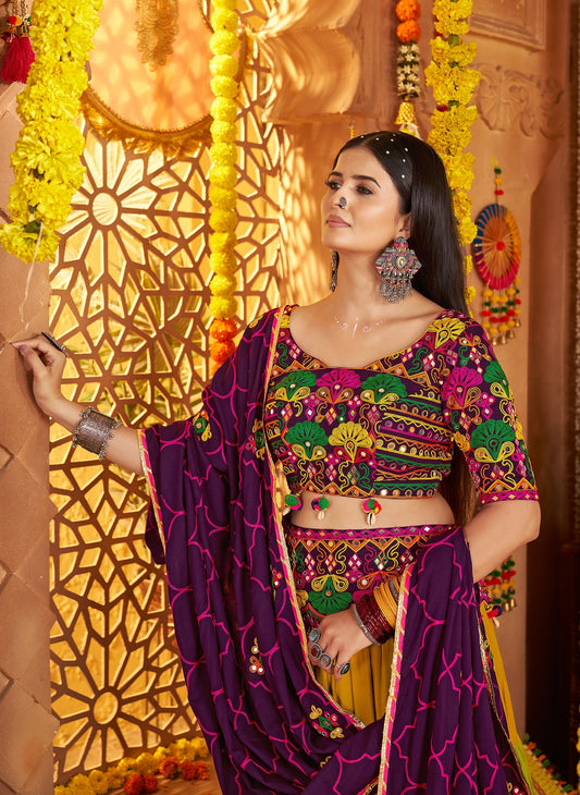 Multi Color Traditional Viscose Cotton Premium Navratri Lehenga Choli