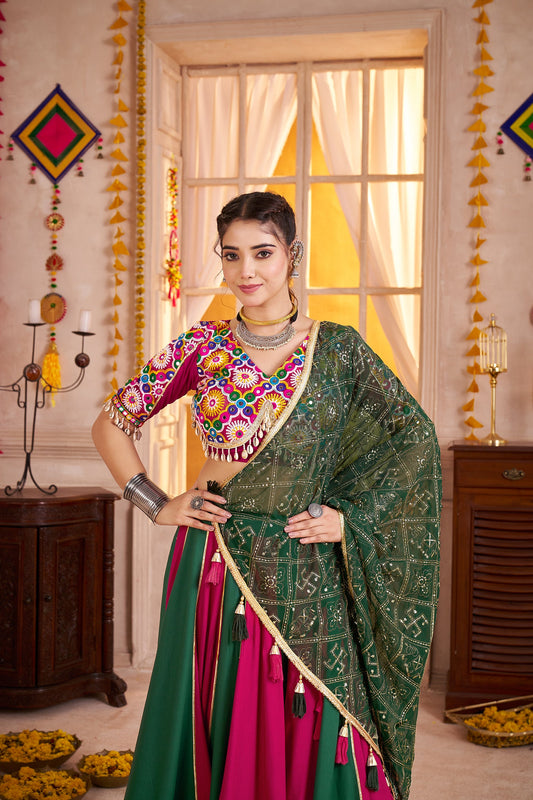 Festive Viscose Cotton Multi Color Navratri Lehenga Choli