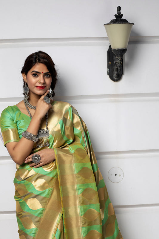 Green Banarasi Weaving Silk Exclusive Saree
