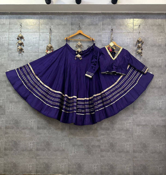 Purple Navratri Chaniya Choli - Rayon Cotton with Heavy Gota Patti Work & Lining with Canvas