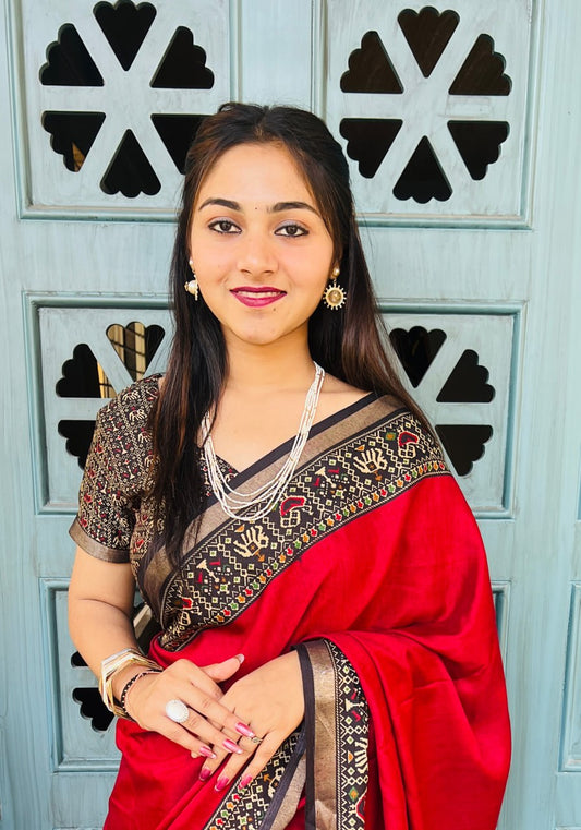 Rani Soft Mul Mul Cotton Silk Kalamkari Prints Saree