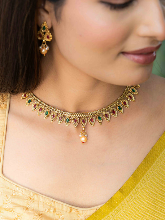Rohini Gold look necklace set