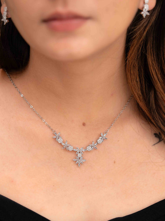 Velora Silver Necklace Set