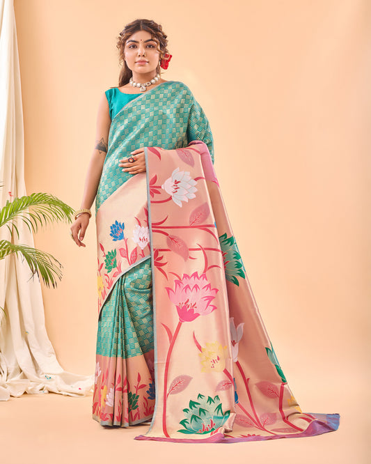 Rama Fulrani Paithani Silk Woven Saree