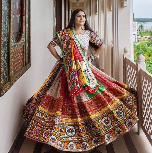 Multicolor Graceful Mirror Work Lehenga Choli with Designer Dupatta for Festive Ethnic Wear for Women