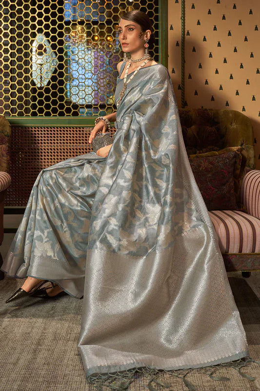 Pewter Grey Kanjivaram Saree