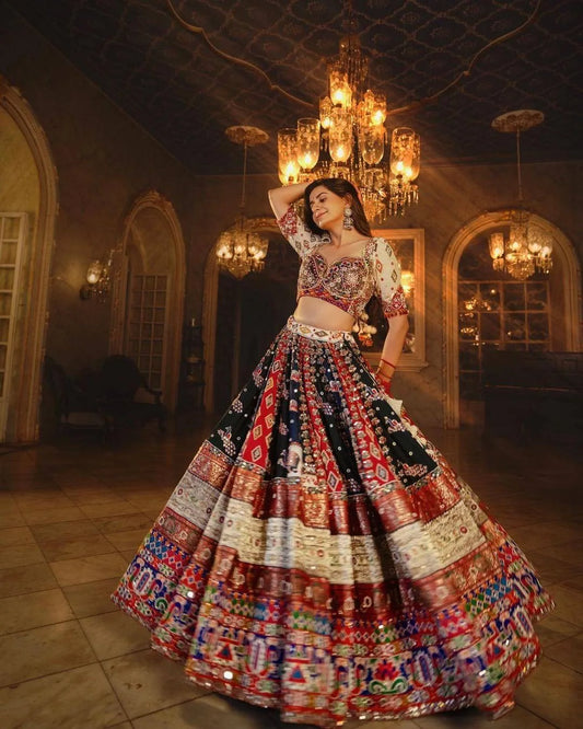 Multicolor Premium Elegant Mirror Work Lehenga Choli with Designer Dupatta for Festive Ethnic Wear for Women