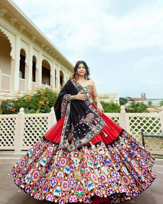 Multicolor Graceful Mirror Work Lehenga Choli with Designer Dupatta for Festive Ethnic Wear for Women
