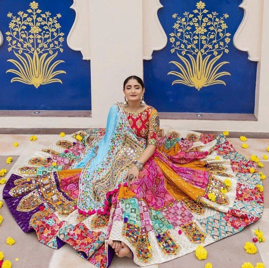 Multicolor Graceful Mirror Work Lehenga Choli with Designer Dupatta for Festive Ethnic Wear for Women