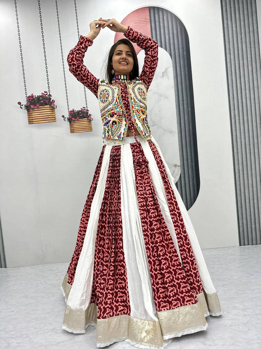 Pure Cotton Navratri Chaniya Choli 6 Meter Flair with Gamathi Work