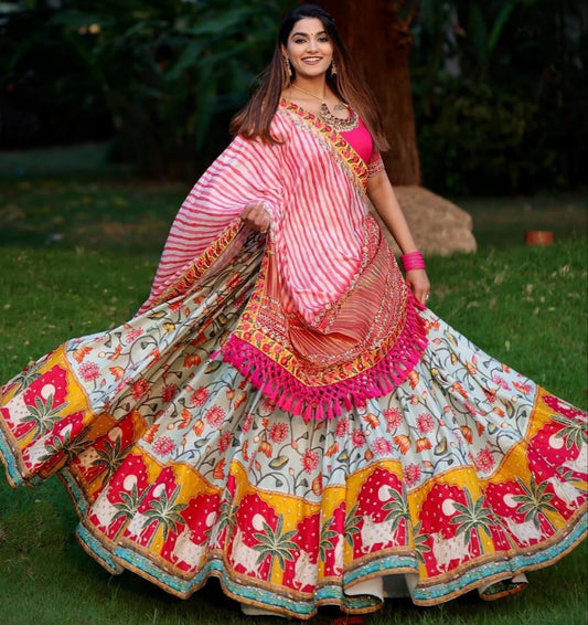Pink Elegant Graceful Mirror Work Lehenga Choli with Designer Dupatta for Festive Ethnic Wear for Women