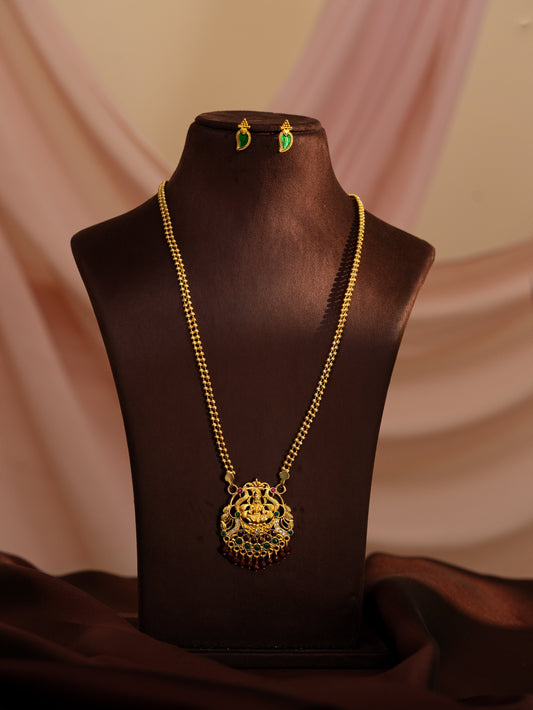 Meenakshi Temple Necklace set (Red )