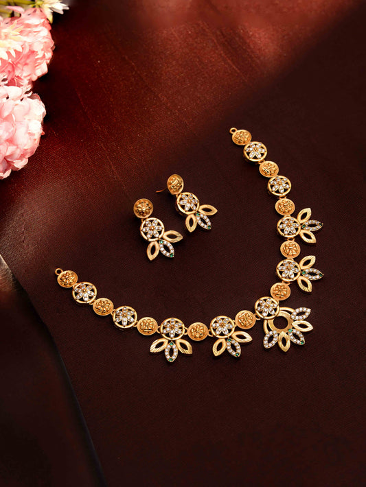 Aishani gold necklace set (Green)