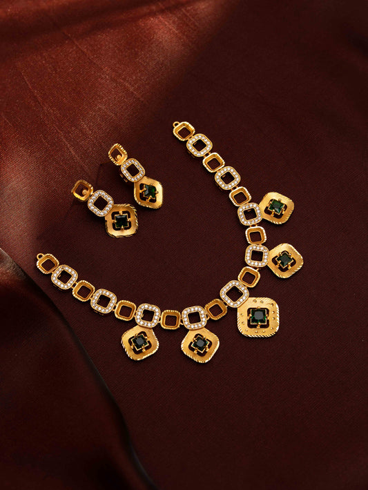 Nivya gold necklace set (Green)