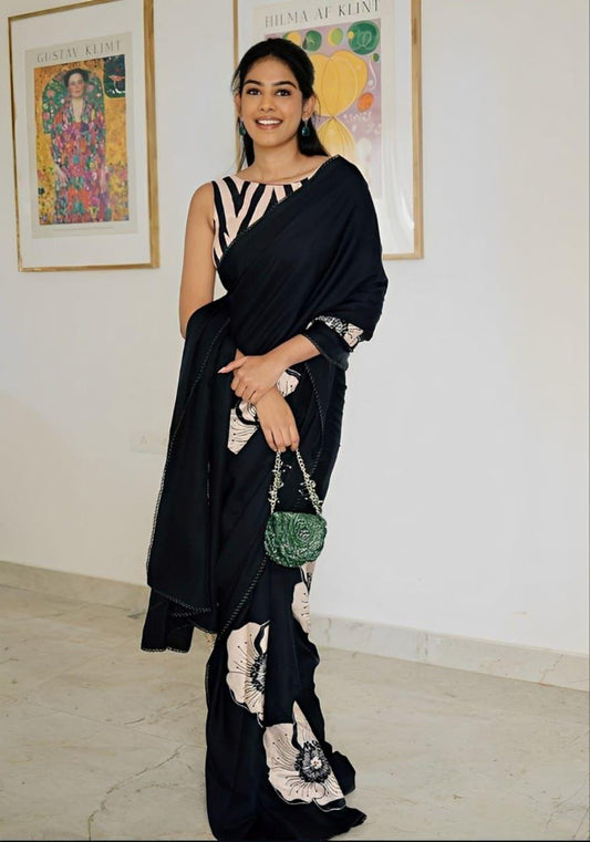 Ajrakh Printed Soft Modal Silk Natural Print Saree