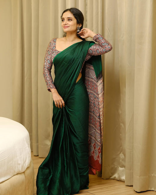 Ajrakh Printed Soft Modal Silk Natural Print Saree