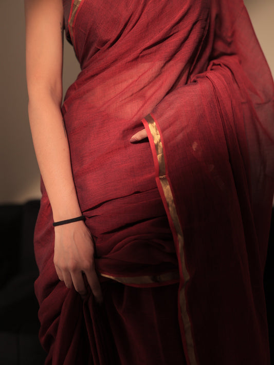 Komal 'Mulmul' Saree [Maroon]
