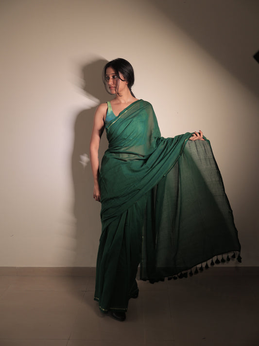 Komal 'Mulmul' Saree [Green]