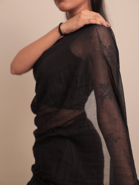 Komal 'Mulmul' Saree [Black]