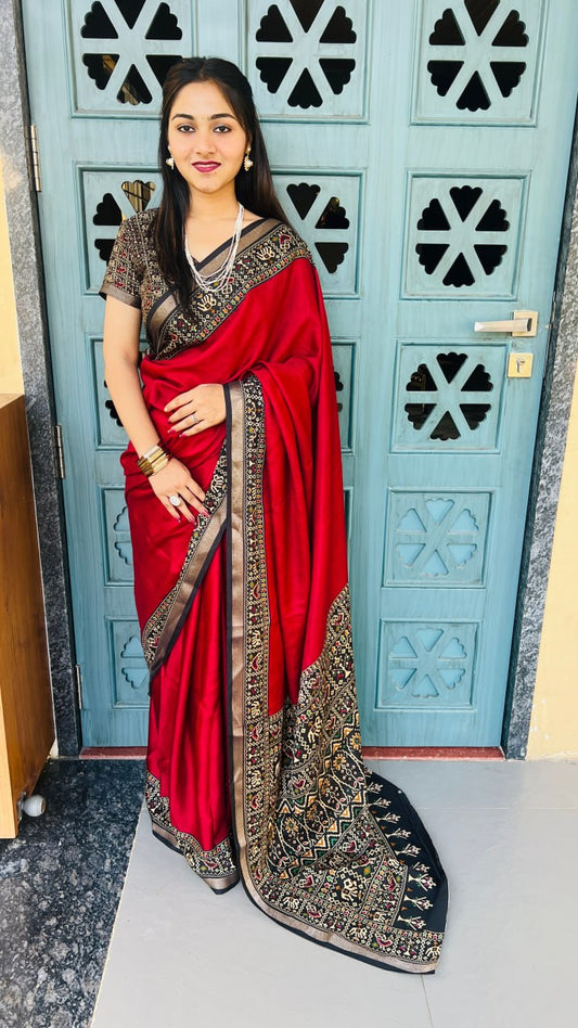 Rani Soft Mul Mul Cotton Silk Kalamkari Prints Saree