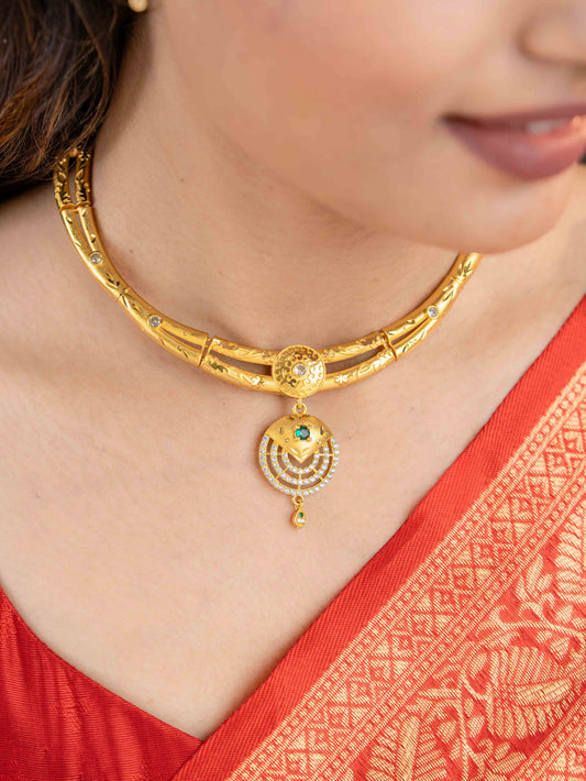 Priya gold necklace set (Green)