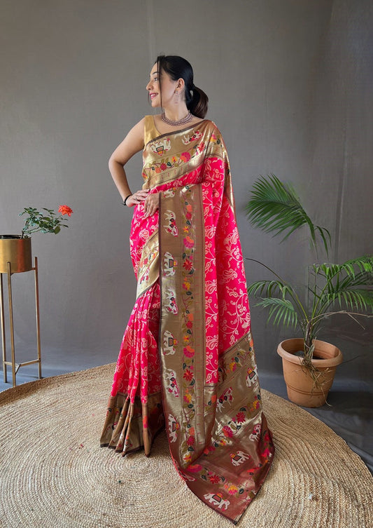 Magenta Pink Patola Saree