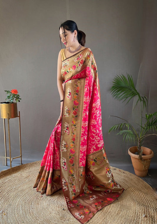 Magenta Pink Patola Saree