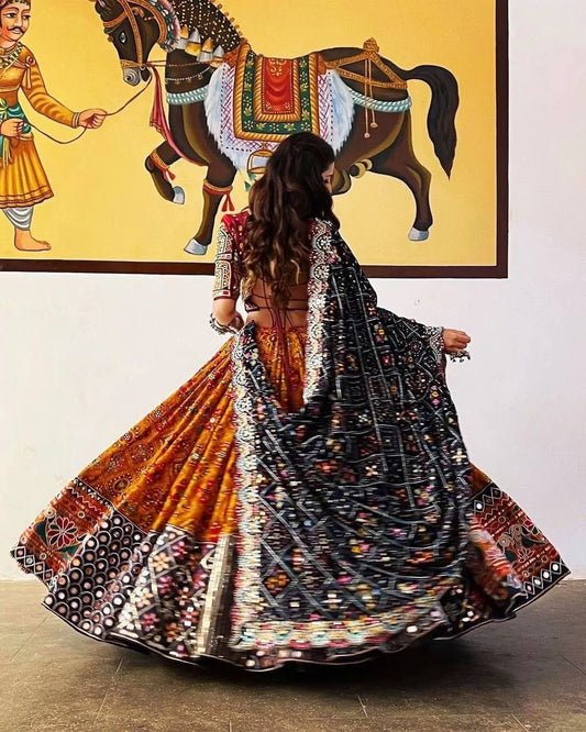 Multicolor Graceful Mirror Work Lehenga Choli with Designer Dupatta for Festive Ethnic Wear for Women