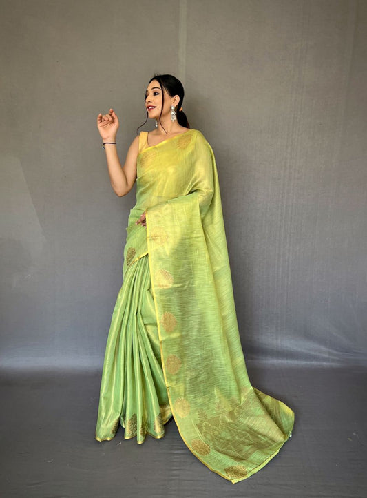 Green Banarasi Tissue Silk Zari Woven Saree