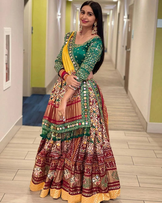 Multicolor Premium Elegant Mirror Work Lehenga Choli with Designer Dupatta for Festive Ethnic Wear for Women